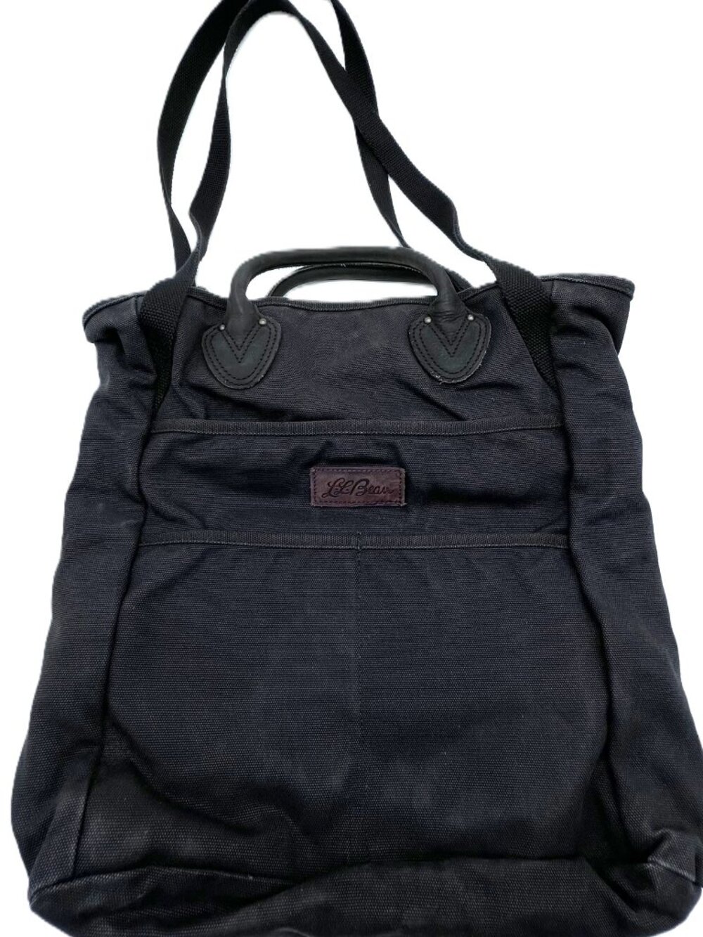 L.L. Bean Stonington Daily Carry Tote Canvas Leather Work Laptop Bag Black Gorp